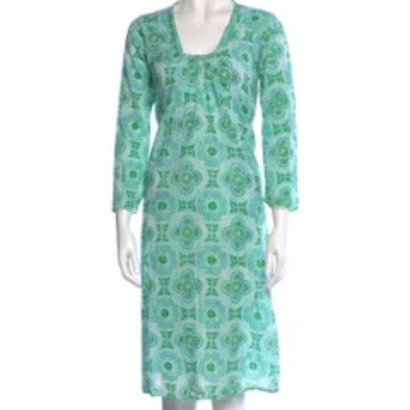 Matta NY Midi Dress Cotton Green Paisley Retro Print Size Small - Picture 1 of 11